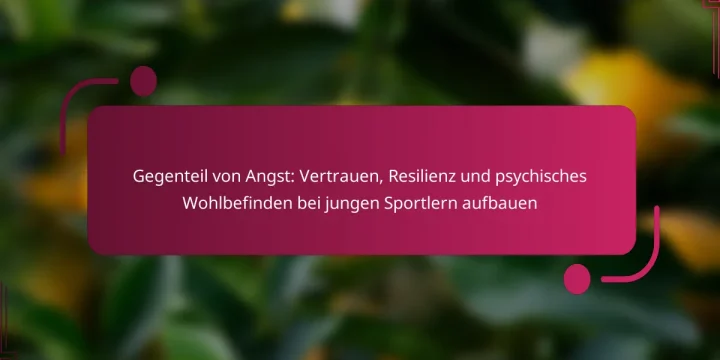 Gegenteil von Angst: Vertrauen, Resilienz und psychisches Wohlbefinden bei jungen Sportlern aufbauen
