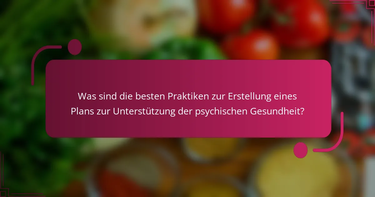 Was sind die besten Praktiken zur Erstellung eines Plans zur Unterstützung der psychischen Gesundheit?