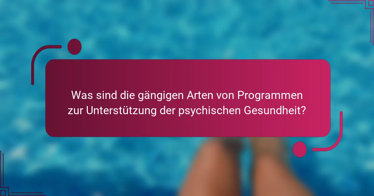 Was sind die gängigen Arten von Programmen zur Unterstützung der psychischen Gesundheit?