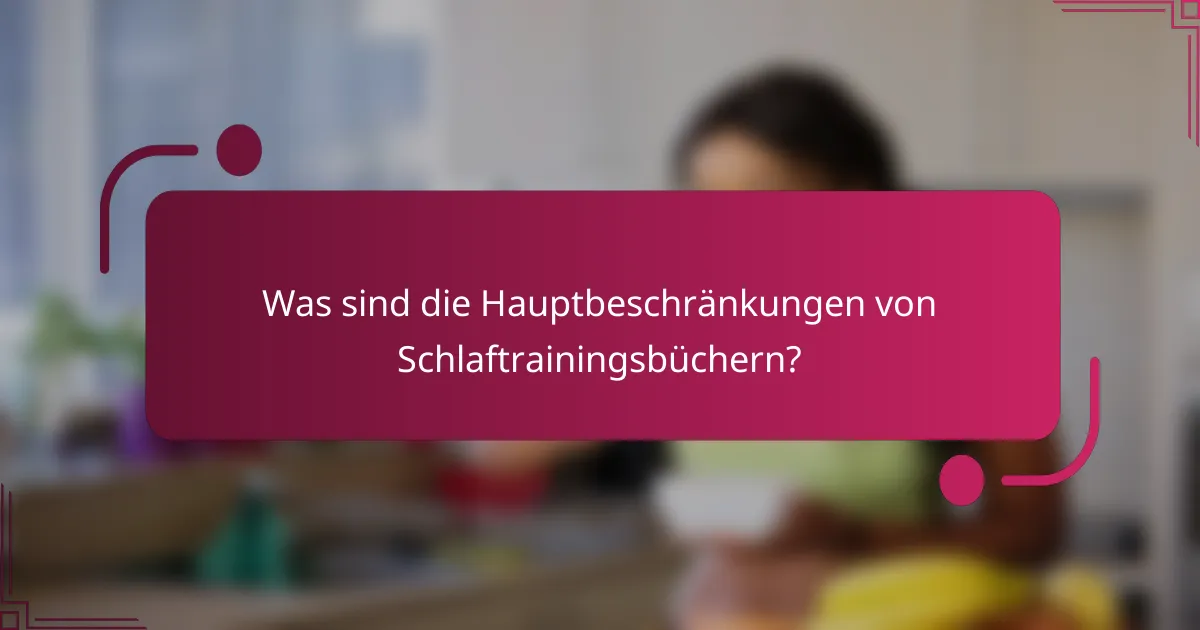 Was sind die Hauptbeschränkungen von Schlaftrainingsbüchern?