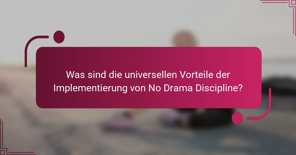 Was sind die universellen Vorteile der Implementierung von No Drama Discipline?