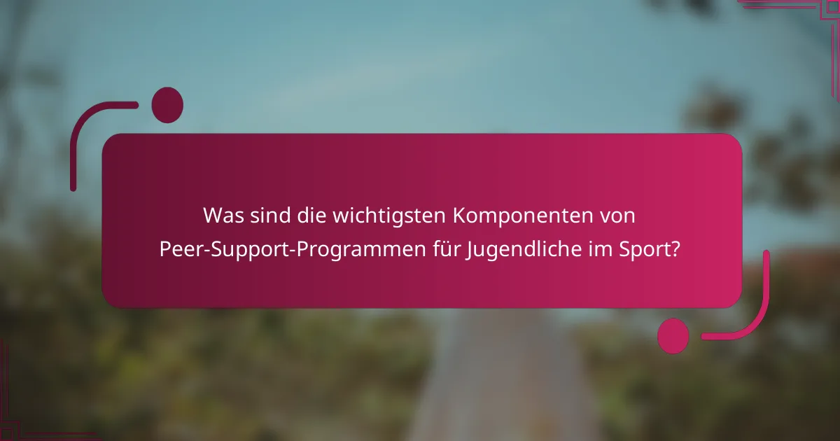 Was sind die wichtigsten Komponenten von Peer-Support-Programmen für Jugendliche im Sport?