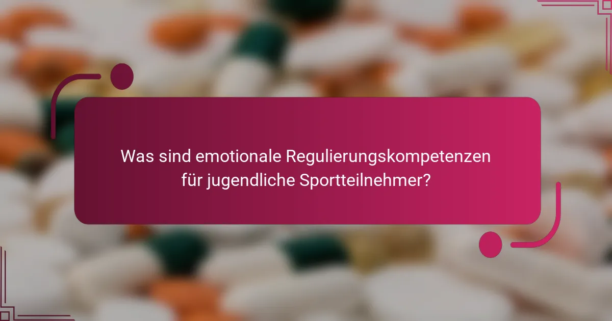 Was sind emotionale Regulierungskompetenzen für jugendliche Sportteilnehmer?