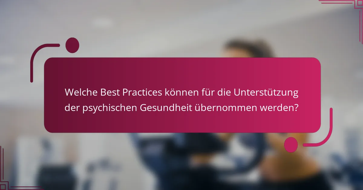 Welche Best Practices können für die Unterstützung der psychischen Gesundheit übernommen werden?