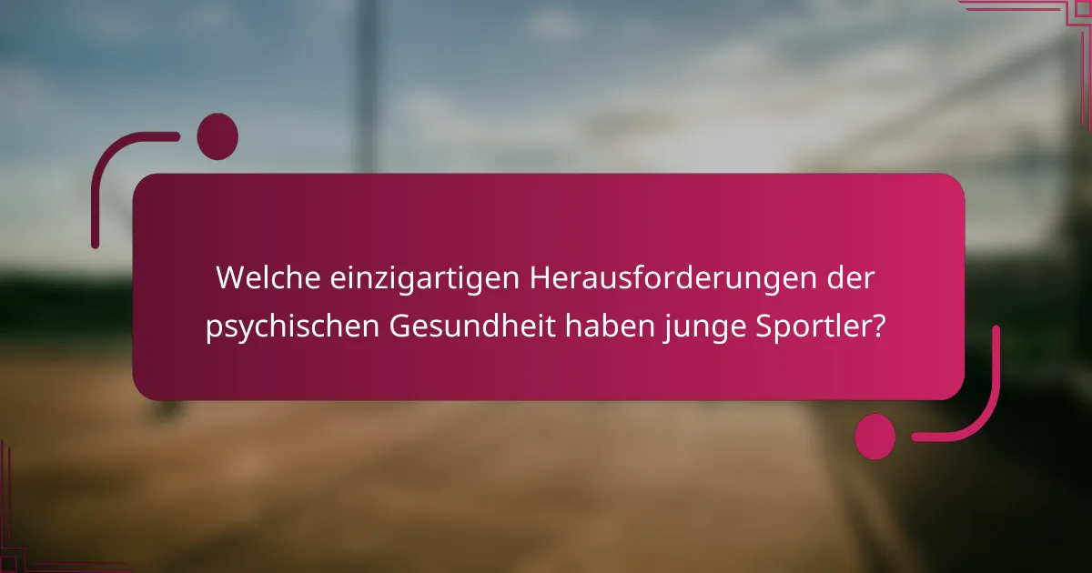 Welche einzigartigen Herausforderungen der psychischen Gesundheit haben junge Sportler?