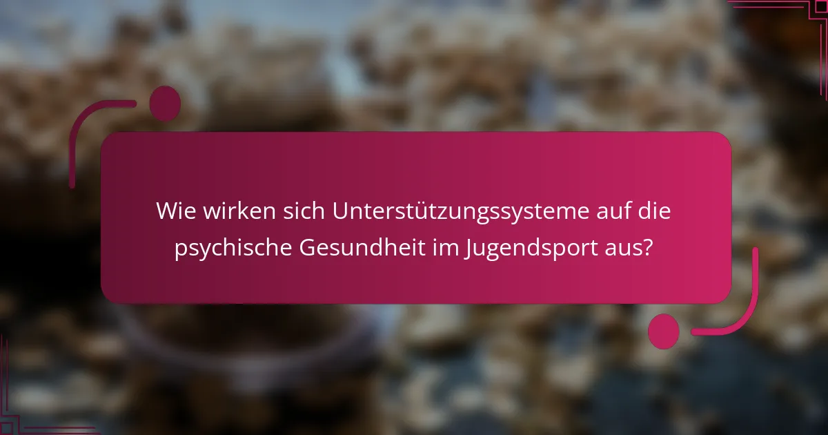 Wie wirken sich Unterstützungssysteme auf die psychische Gesundheit im Jugendsport aus?